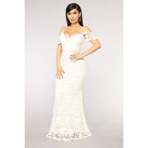 Fashion Nova White Lace Maxi Dress